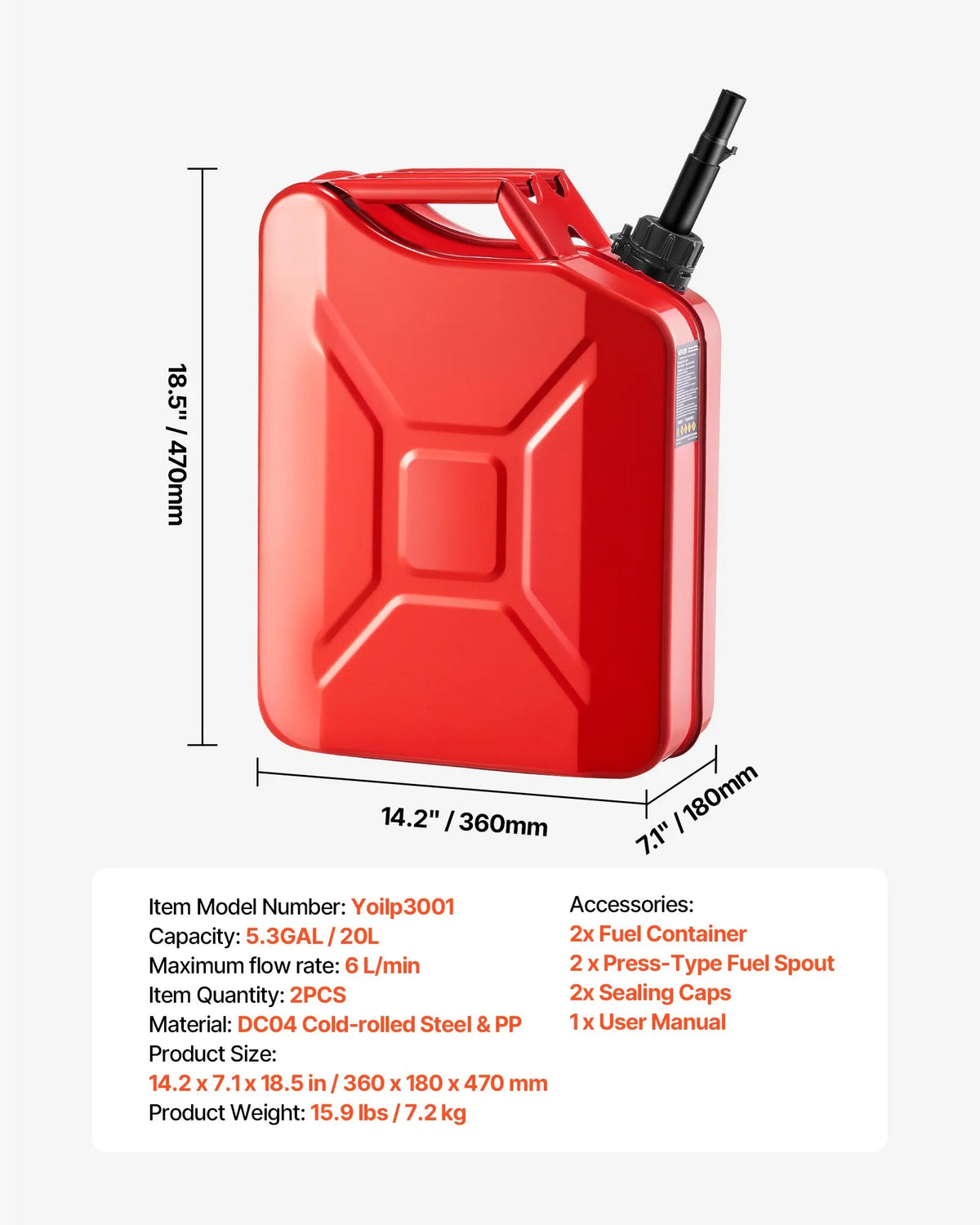 ⛽ Emergency Fuel, Always Ready: 20L Military-Style Steel Jerry Can with Spill-Free Spout! ⛽